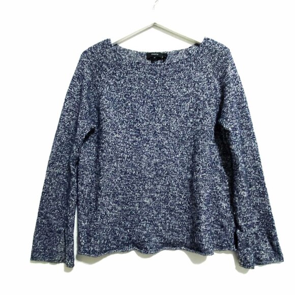 Theory 'Lalora' Linen & Cashmere Blue Marled Pullover Size M - Picture 2 of 8